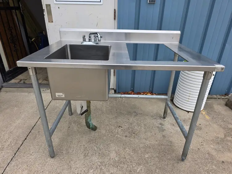 Used Advance Tabco Used 48" Stainless Steel Commercial 1 Compartment Sink with Faucet - SS398 - TH2 Sinks Illinois US | Falcon Restaurant Supply #1373719