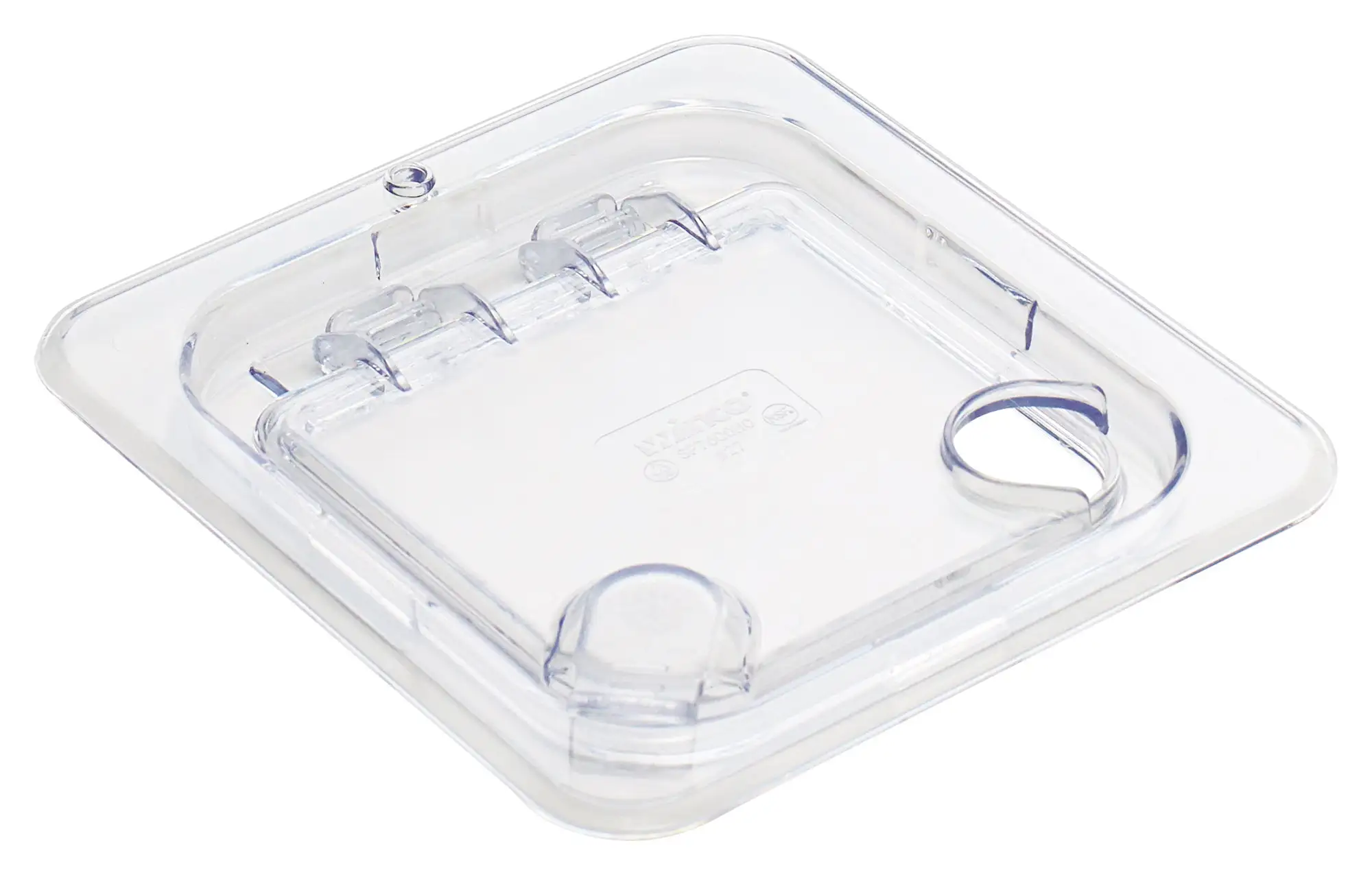 Hinged Lid Cover for SP7602/7604/7606, 1/6 Size, Peg Hole, Notched, Clear. (12 Each)