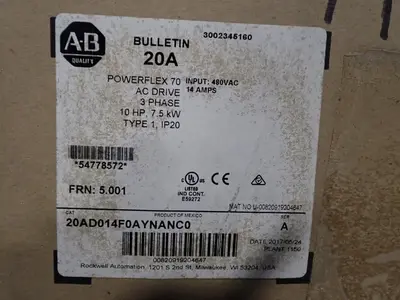 New | in-Stock 2017 ALLEN BRADLEY 20AD014A0AYNANC0 Variable Speed Drives Ohio US | HGR 24 #1133347