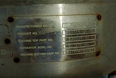 Alfa-Laval DX 409B-34 nozzle centrifuge, 316SS.