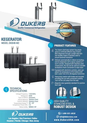 New | in-Stock Dukers New Dukers DKB48-M2 Dual Tap Kegerator Beer Equipment Illinois US | Falcon Restaurant Supply #1376341