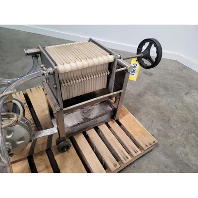 Used Stainless Steel Laboratory Filter Press with Pump - 7.25" (184mm)
