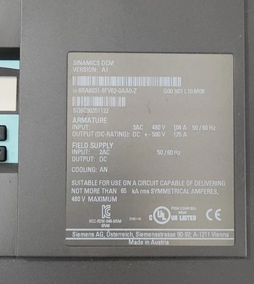 NEW Siemens 6RA8031-6FV62-0AA0-Z