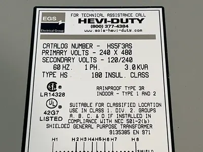 Used EGS HS5F3AS Transformers Ohio US | HGR 24 #1263402