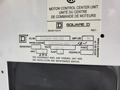 USED SQUARE D MODEL 6