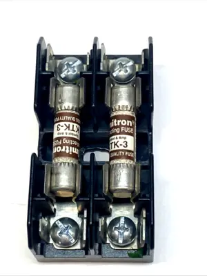 USED BUSSMANN 2-POLE MIDGET FUSE BLOCK 30A 600V SCREW/QUICK CONNECT