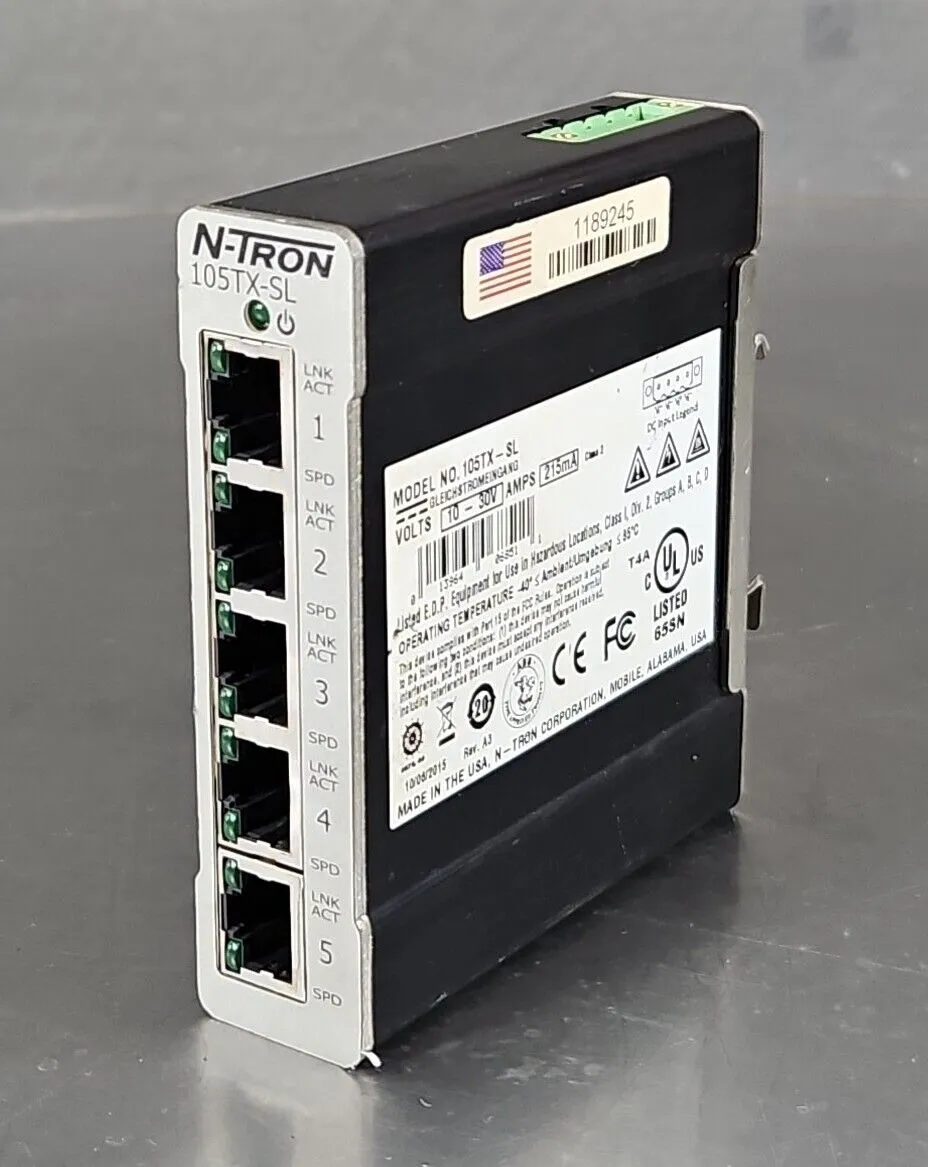 N-Tron 105TX-SL 5-Port Ethernet Switch 10-30V 215mA. Loc3C-22