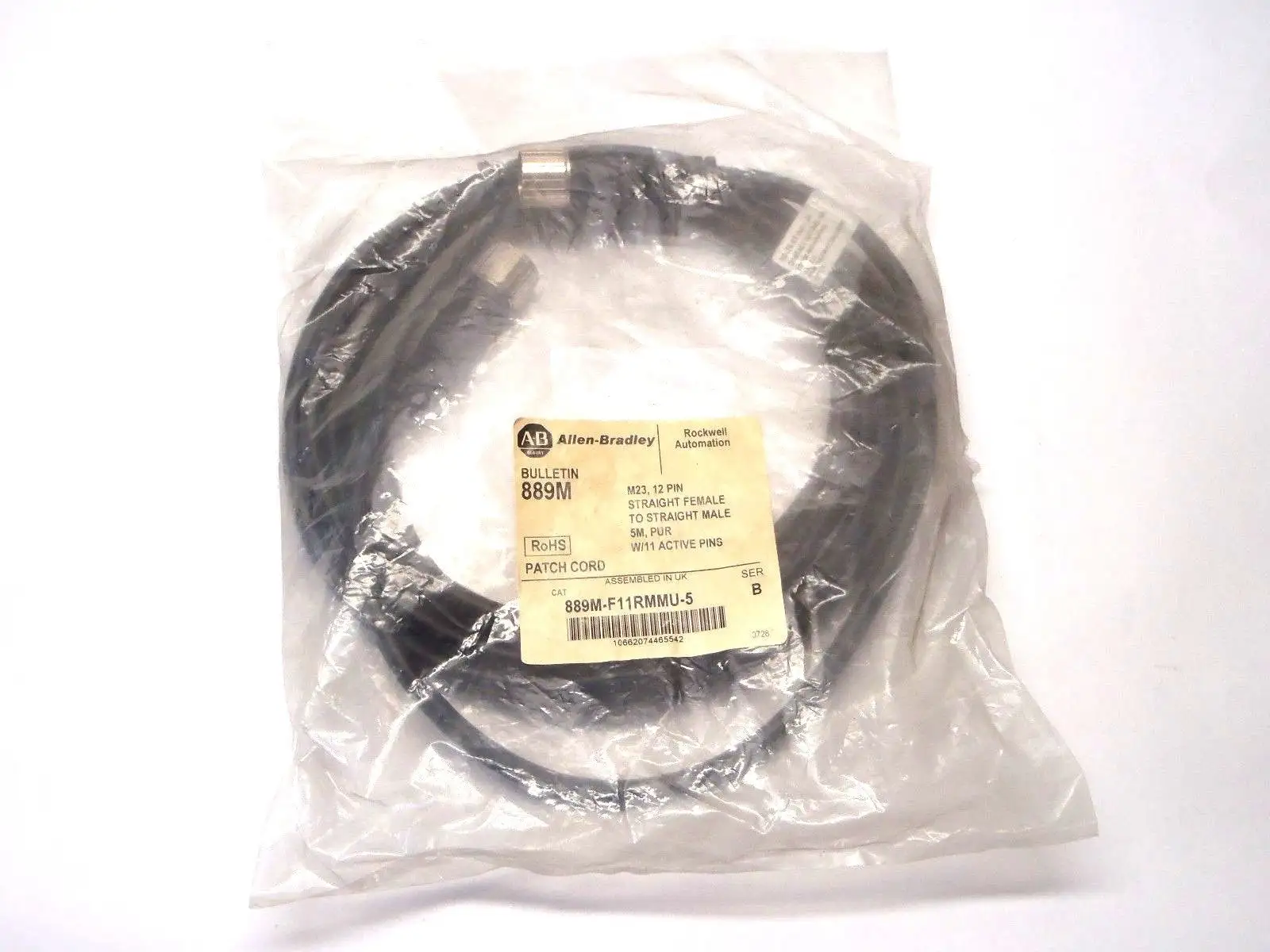 889M-F11RMMU-5 | Allen Bradley  Series B M23 12 Pin Str. Fem/ Str. Fem Patch Cord - New Other