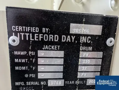 NEW Littleford 212 Cu Ft Littleford Mixer Dryer, Model VT 6000 D, S/S, Vac., JKT.
