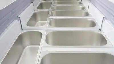 50″ Nine Pan Gelato Dipping Cabinet with Flat Sneeze Guard and Pans