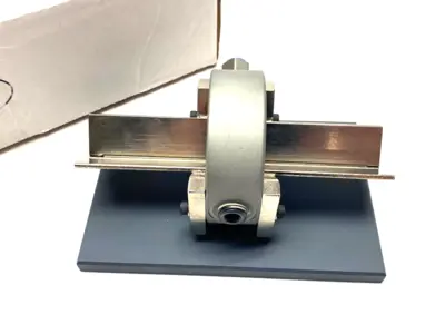 USED MAHR DIMENSIONAIR 2-JET AIR RING GAUGE W/ GUIDE CHUTES & BASE PLATE