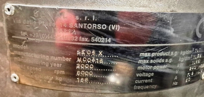 SPX Seital SE 05X warm milk separator, SS.