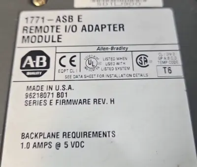 Allen Bradley 1771-ASB E Remote I/0 Adapter Module loc3E16