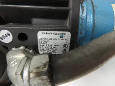 90VDC 1Hp Gearmotor w/ Warner EM 50-20 Clutch Brake 30:1 Gearbox Winch