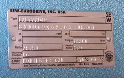 NEW SEW EURODRIVE FAF77AD4P SNUGGLER GEARBOX RATIO 25.50