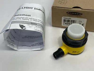 USED BANNER ENGINEERING EZ-LIGHT RIGHT ANGLE 30MM INDICATOR, PANEL MOUNT 3-COLOR, 74052