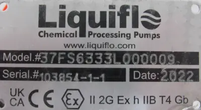 NEW LIQUIFLO 37FS6333L000009 CHEMICAL PROCESSING PUMP SERIES 3