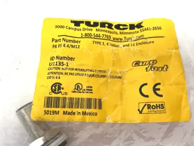 New | in-Stock Turck FK FS 4.4/M12 Electrical Fittings Michigan US | Maverick Industrial Sales #1402550