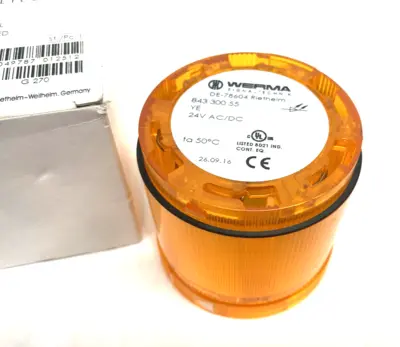 New | in-Stock WERMA 843 300 55 Permanent LED Light Beacon Element 24VAC/DC Yellow Light Sources / LED Michigan US | Maverick Industrial Sales #1461078