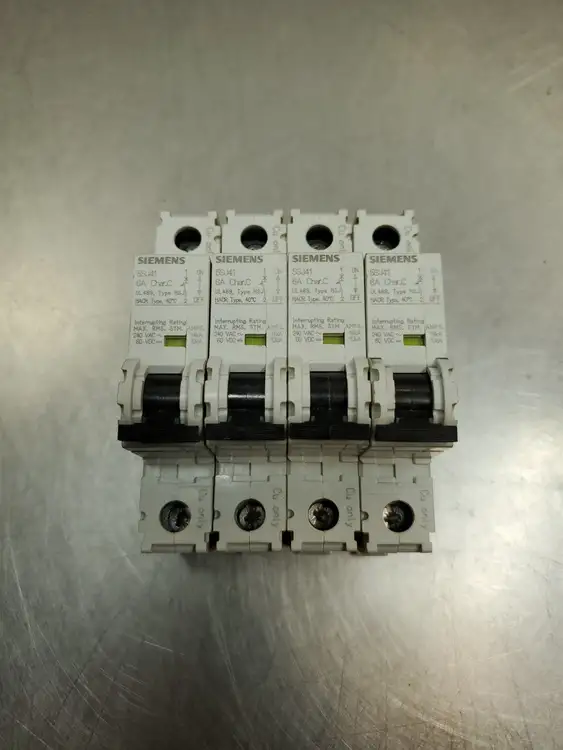 Used Siemens 5SJ4106-7HG40 Circuit Breaker, 6A, 1P, 240VAC, 60VDC, Lot of 4 Circuit Breakers | Palmetto Automation #1150470