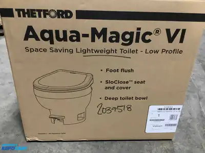 Thetford Aqua-Magic VI Low Profile Foot Flush RV Toilet, CP and OEM, New in Box