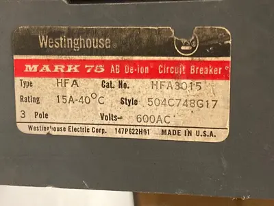 Used WESTINGHOUSE HFA3015 Circuit Breakers | Surplus Asset Holdings #1189512