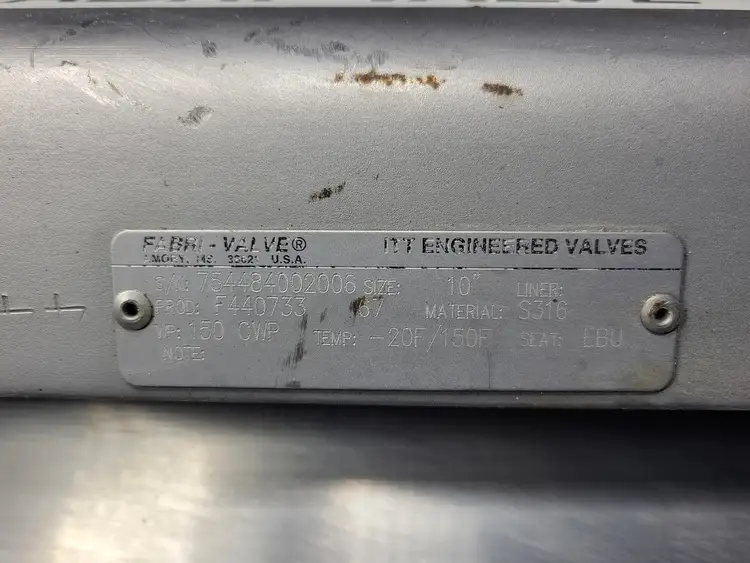 Used FABRI-VALVE FV-1287 Valves/Fittings British Columbia CA | Lenmark #255674