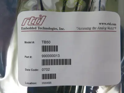 New | in-Stock rtd Embedded Technologies TB50 Miscellaneous Equipment (Electrical & Power) California US | ANACAPA EQUIPMENT BROKERS, INC #1299959