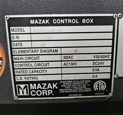Used 2007 MAZAK VERTICAL CENTER NEXUS 510C-II Vertical Machining Centers California US | MachineStation #1538010