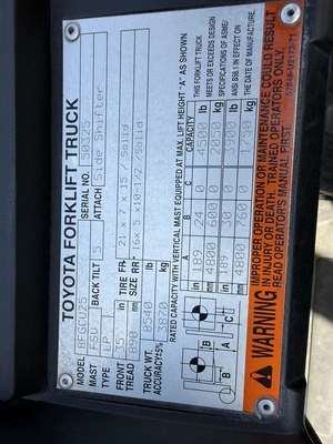 Used TOYOTA 8FGCU25 Misc Forklifts West Virginia US | Miedema Asset Management Group #1421883