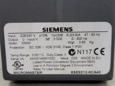 NEW 2000 SIEMENS 6SE9212-8CA40