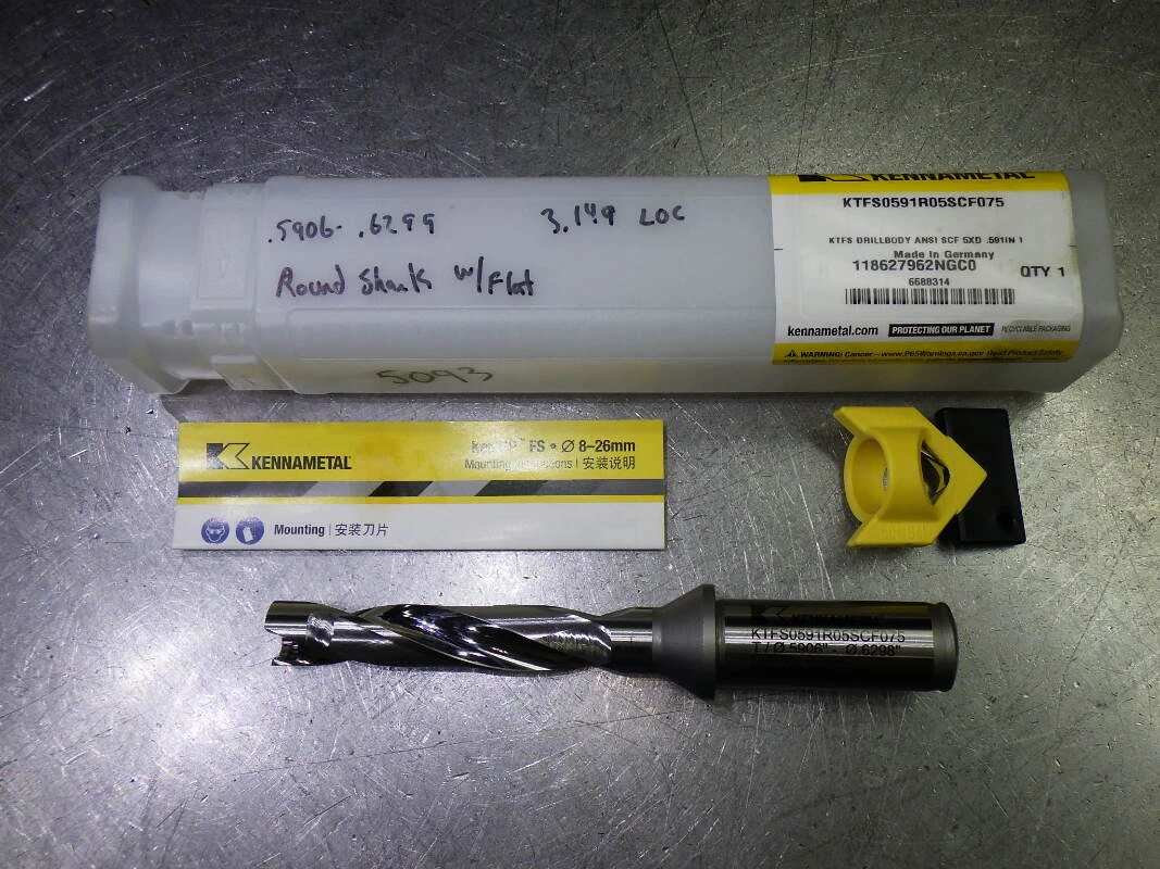 Kennametal .591" Coolant Thru 5xD Drill 3/4" Shank KTFS0591R05SCF075 (LOC2978D)