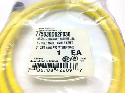 New | in-Stock Woodhead Micro-Change Assemblies 5-Pole M/F 3ft Cable & Wire Michigan US | Maverick Industrial Sales #1390682