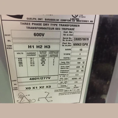 Hammond 15 kVA Wall Mount Transformer