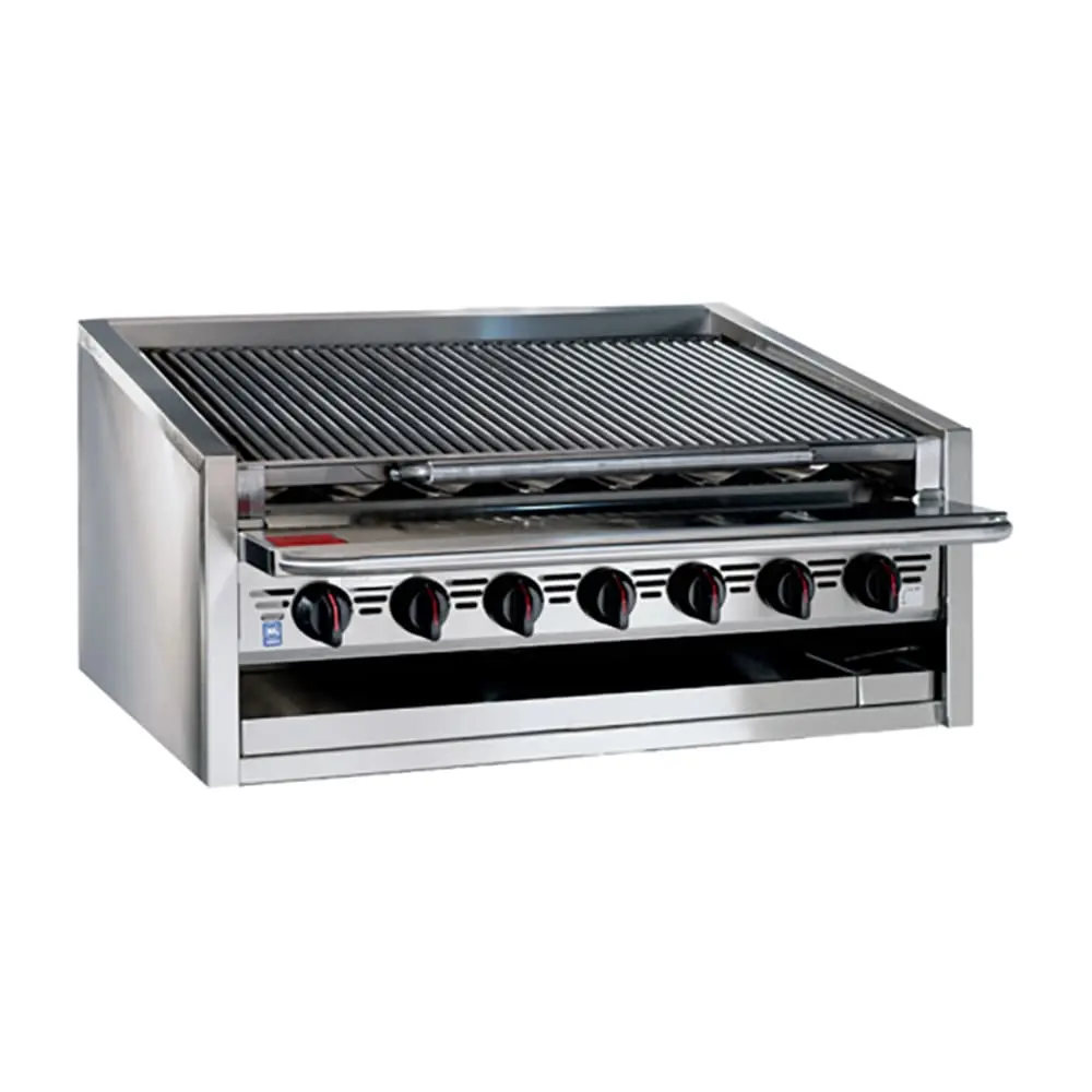 Bakers Pride L-48RS-R 48" Countertop Gas Charbroiler W/ Cast Iron Radiants - (10) Burners, Liquid Propane