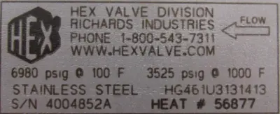 NEW HEX VALVE HG461U3131413 CONTROL VALVE