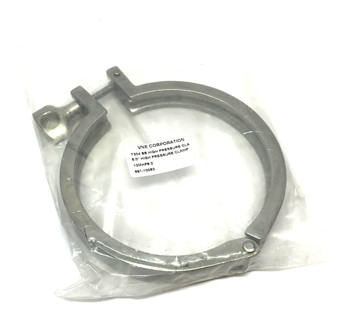USED VNE CORPORATION HIGH PRESSURE VACUUM CLAMP 6" DIAMETER T304 SS