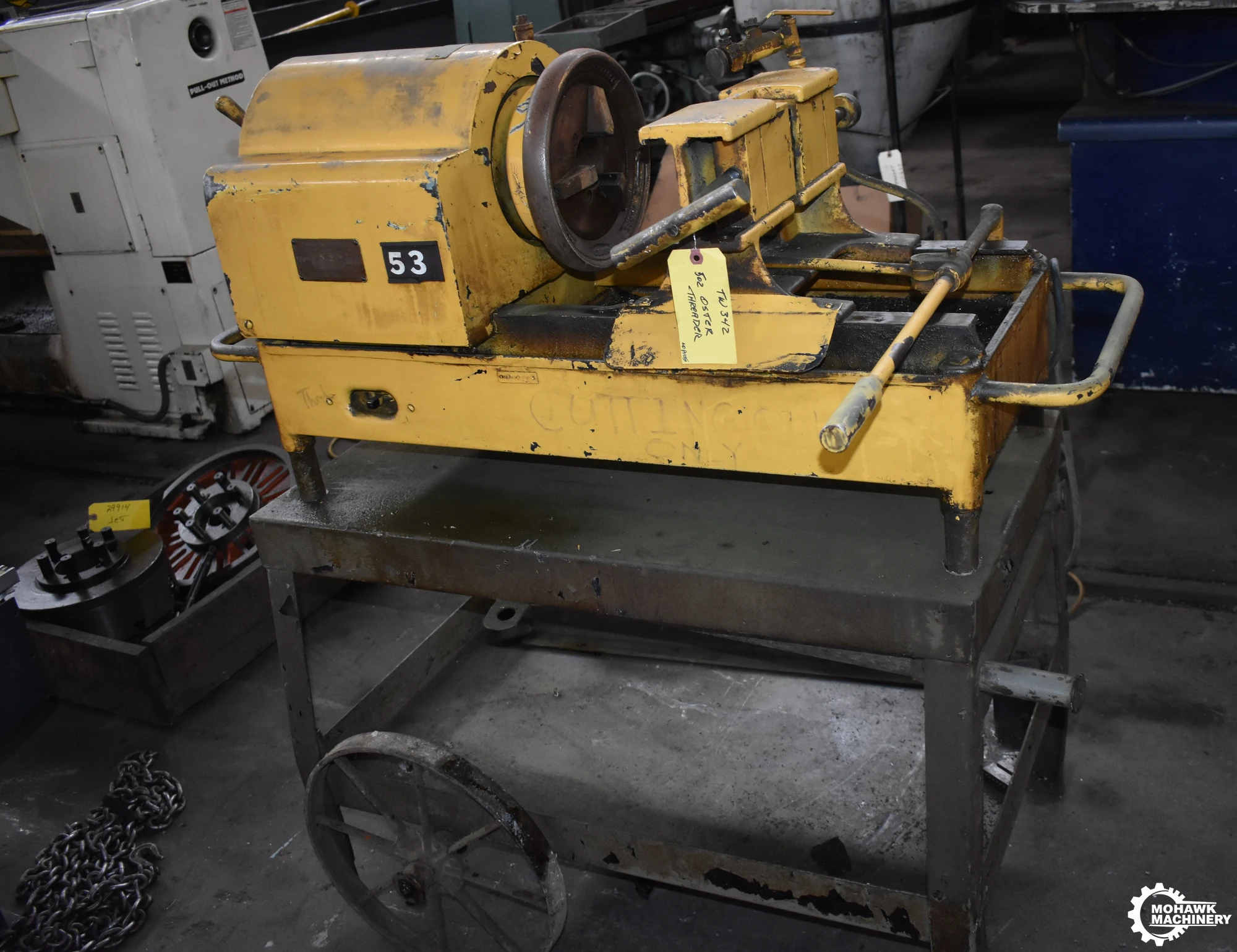 2" OSTER "502 PIPE MASTER" PORTABLE PIPE THREADER w/BUILT-IN DIE HEAD - CART