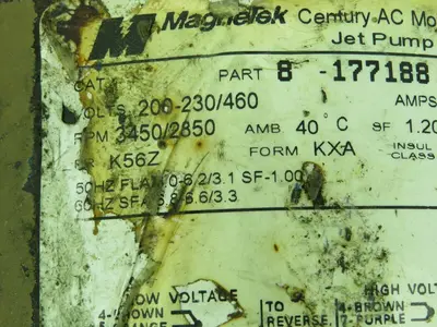 Magnetek 8-177188-02 AC Motor 2.0HP 3PH K56Z Frame 3450/2850RPM 5/8" Shaft