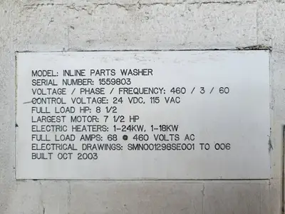 USED 2003 GERREF INLINE PARTS WASHER