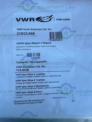 NEW LOT OF 4  - VWR 21912-046 SPEC WIPE 4 WIPERS POLYESTER WIPERS 9" X 9"