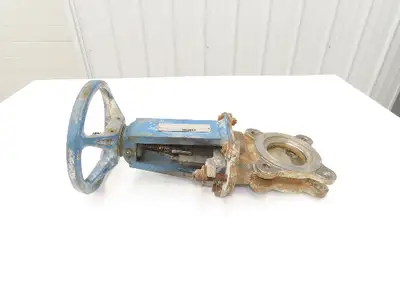 DeZurik Fig. 825 3" Stainless Knife Gate Valve Lug Style Rising Stem Rubber Seat