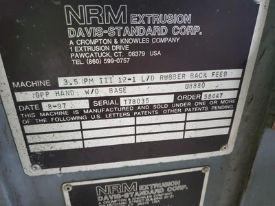 NRM 3.5" Cold Feed Rubber Extruder