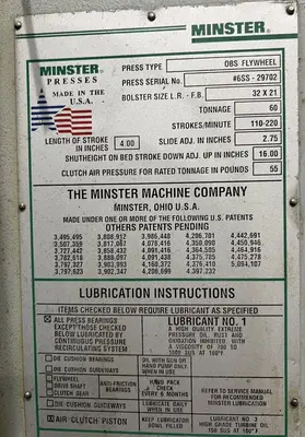USED 1998 MINSTER MINSTER 6SS PRESS