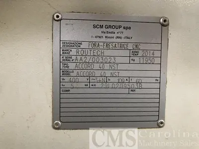 USED 2014 SCMI ROUTECH ACCORD 40 NST CNC ROUTER WITH PANEL LOADER
