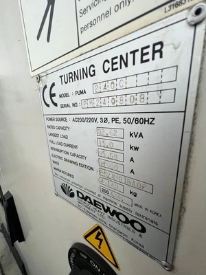 2004 DAEWOO PUMA 240L LATHES, SLANT BED, N/C & CNC | Wheeler Machinery Sales (7)