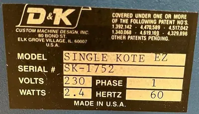 USED D & K SINGLE KOTE EZ