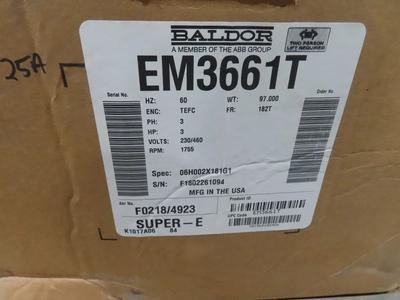 new surplus 3 hp Baldor Electric Motor, 1755 RPM, Frame 182T
