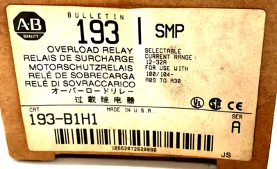 A / B 193-B1H1 OVERLOAD RELAY SER. A 193B1H1 NEW, SURPLUS