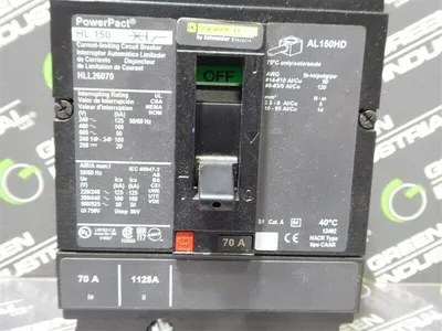 Square D HLL26070 PowerPact HL 150 Circuit Breaker 70 Amps 600VAC 2 Pole Used